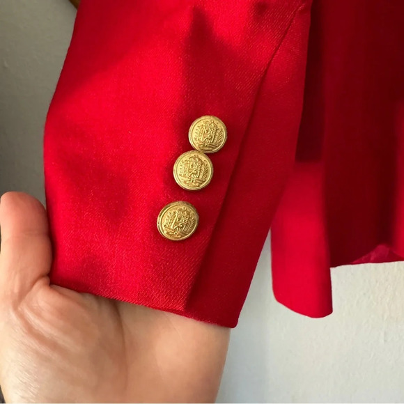 Vintage Talbot's double breasted red wool blazer gold buttons size 8P - Picture 4 of 14